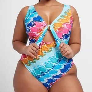Amanda Multicolor Snake Print One-Piece Swimsuit